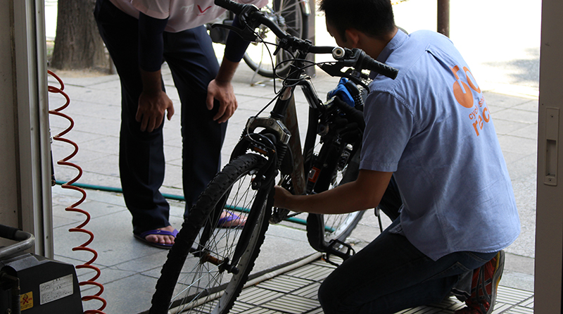 自転車の空気入れ無料